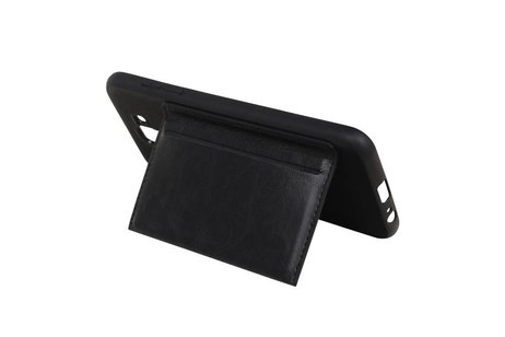 BAOHU Staand Back Cover met 1 Pasjeshouder Hoesje Geschikt voor Samsung Galaxy J6 Zwart