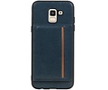 BAOHU Staand Back Cover met 1 Pasjeshouder Hoesje Geschikt voor Samsung Galaxy J6 Navy