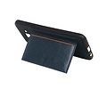 BAOHU Staand Back Cover met 1 Pasjeshouder Hoesje Geschikt voor Samsung Galaxy J6 Navy