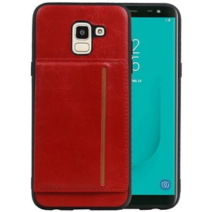 Staand Back Cover 1 Pasjes voor Galaxy J6 Rood