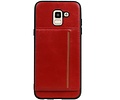 BAOHU Staand Back Cover met 1 Pasjeshouder Hoesje Geschikt voor Samsung Galaxy J6 Rood