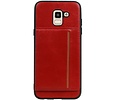 Staand Back Cover 1 Pasjes voor Galaxy J6 Rood