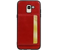 BAOHU Staand Back Cover met 1 Pasjeshouder Hoesje Geschikt voor Samsung Galaxy J6 Rood