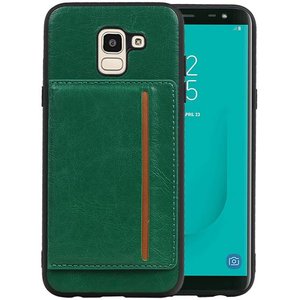 Staand Back Cover 1 Pasjes voor Galaxy J6 Groen