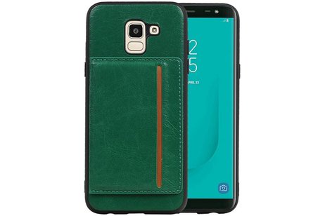 BAOHU Staand Back Cover met 1 Pasjeshouder Hoesje Geschikt voor Samsung Galaxy J6 Groen