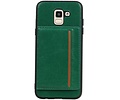 BAOHU Staand Back Cover met 1 Pasjeshouder Hoesje Geschikt voor Samsung Galaxy J6 Groen