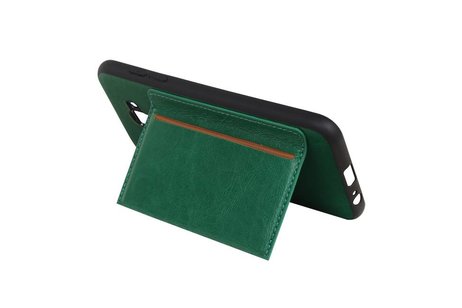 BAOHU Staand Back Cover met 1 Pasjeshouder Hoesje Geschikt voor Samsung Galaxy J6 Groen