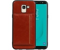 BAOHU Staand Back Cover met 1 Pasjeshouder Hoesje Geschikt voor Samsung Galaxy J6 Bruin