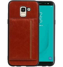 Staand Back Cover 1 Pasjes Galaxy J6 Bruin