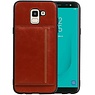 BAOHU Staand Back Cover 1 Pasjes voor Samsung Galaxy J6 Bruin