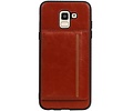 BAOHU Staand Back Cover met 1 Pasjeshouder Hoesje Geschikt voor Samsung Galaxy J6 Bruin