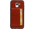 BAOHU Staand Back Cover met 1 Pasjeshouder Hoesje Geschikt voor Samsung Galaxy J6 Bruin