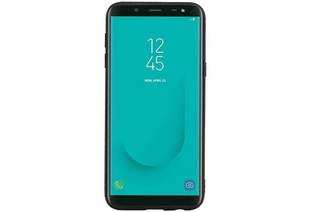 BAOHU Staand Back Cover met 1 Pasjeshouder Hoesje Geschikt voor Samsung Galaxy J6 Bruin