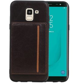 BAOHU Staand Back Cover 1 Pasjes voor Samsung Galaxy J6 Mocca