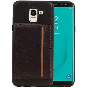 Staand Back Cover 1 Pasjes voor Galaxy J6 Mocca