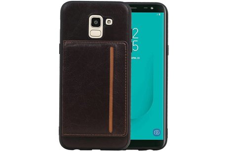 Staand Back Cover 1 Pasjes voor Galaxy J6 Mocca