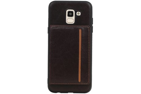 BAOHU Staand Back Cover met 1 Pasjeshouder Hoesje Geschikt voor Samsung Galaxy J6 Mocca