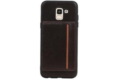 Staand Back Cover 1 Pasjes voor Galaxy J6 Mocca