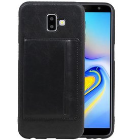 Staand Back Cover 1 Pasjes voor Samsung Galaxy J6 Plus Zwart