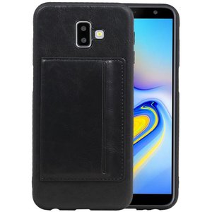 BAOHU Staand Back Cover met 1 Pasjeshouder Hoesje Geschikt voor Samsung Galaxy J6 Plus Zwart