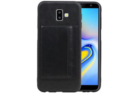 BAOHU Staand Back Cover met 1 Pasjeshouder Hoesje Geschikt voor Samsung Galaxy J6 Plus Zwart