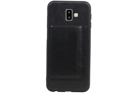BAOHU Staand Back Cover met 1 Pasjeshouder Hoesje Geschikt voor Samsung Galaxy J6 Plus Zwart