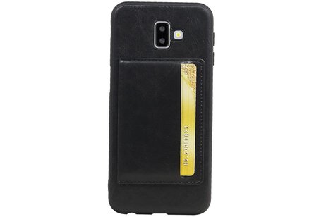BAOHU Staand Back Cover met 1 Pasjeshouder Hoesje Geschikt voor Samsung Galaxy J6 Plus Zwart