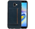 BAOHU Staand Back Cover met 1 Pasjeshouder Hoesje Geschikt voor Samsung Galaxy J6 Plus Navy