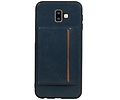 BAOHU Staand Back Cover met 1 Pasjeshouder Hoesje Geschikt voor Samsung Galaxy J6 Plus Navy