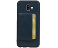 BAOHU Staand Back Cover met 1 Pasjeshouder Hoesje Geschikt voor Samsung Galaxy J6 Plus Navy