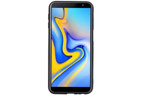 BAOHU Staand Back Cover met 1 Pasjeshouder Hoesje Geschikt voor Samsung Galaxy J6 Plus Rood