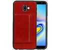 BAOHU Staand Back Cover met 1 Pasjeshouder Hoesje Geschikt voor Samsung Galaxy J6 Plus Rood
