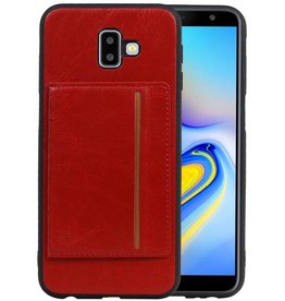 BAOHU Staand Back Cover 1 Pasjes voor Samsung Galaxy J6 Plus Rood