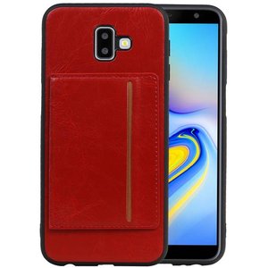 BAOHU Staand Back Cover met 1 Pasjeshouder Hoesje Geschikt voor Samsung Galaxy J6 Plus Rood