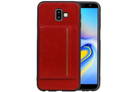 BAOHU Staand Back Cover met 1 Pasjeshouder Hoesje Geschikt voor Samsung Galaxy J6 Plus Rood