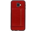 BAOHU Staand Back Cover met 1 Pasjeshouder Hoesje Geschikt voor Samsung Galaxy J6 Plus Rood