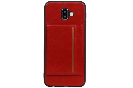 BAOHU Staand Back Cover met 1 Pasjeshouder Hoesje Geschikt voor Samsung Galaxy J6 Plus Rood