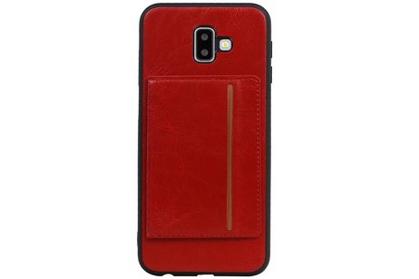 Staand Back Cover 1 Pasjes voor Galaxy J6 Plus Rood