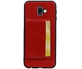 Staand Back Cover 1 Pasjes voor Galaxy J6 Plus Rood