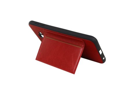 BAOHU Staand Back Cover met 1 Pasjeshouder Hoesje Geschikt voor Samsung Galaxy J6 Plus Rood