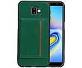 BAOHU Staand Back Cover met 1 Pasjeshouder Hoesje Geschikt voor Samsung Galaxy J6 Plus Groen