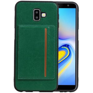 Staand Back Cover 1 Pasjes voor Galaxy J6 Plus Groen