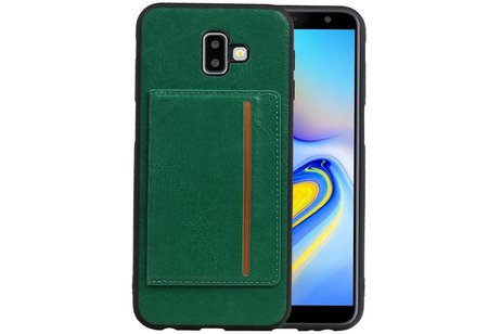 BAOHU Staand Back Cover met 1 Pasjeshouder Hoesje Geschikt voor Samsung Galaxy J6 Plus Groen