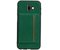 BAOHU Staand Back Cover met 1 Pasjeshouder Hoesje Geschikt voor Samsung Galaxy J6 Plus Groen