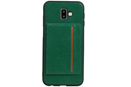 BAOHU Staand Back Cover met 1 Pasjeshouder Hoesje Geschikt voor Samsung Galaxy J6 Plus Groen