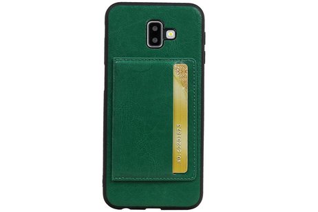 BAOHU Staand Back Cover met 1 Pasjeshouder Hoesje Geschikt voor Samsung Galaxy J6 Plus Groen