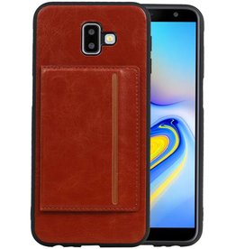 BAOHU Staand Back Cover 1 Pasjes voor Samsung Galaxy J6 Plus Bruin
