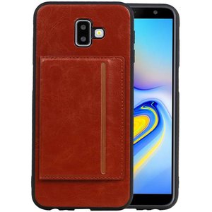 BAOHU Staand Back Cover met 1 Pasjeshouder Hoesje Geschikt voor Samsung Galaxy J6 Plus Bruin