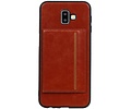 BAOHU Staand Back Cover met 1 Pasjeshouder Hoesje Geschikt voor Samsung Galaxy J6 Plus Bruin