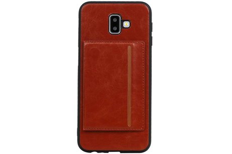 BAOHU Staand Back Cover met 1 Pasjeshouder Hoesje Geschikt voor Samsung Galaxy J6 Plus Bruin
